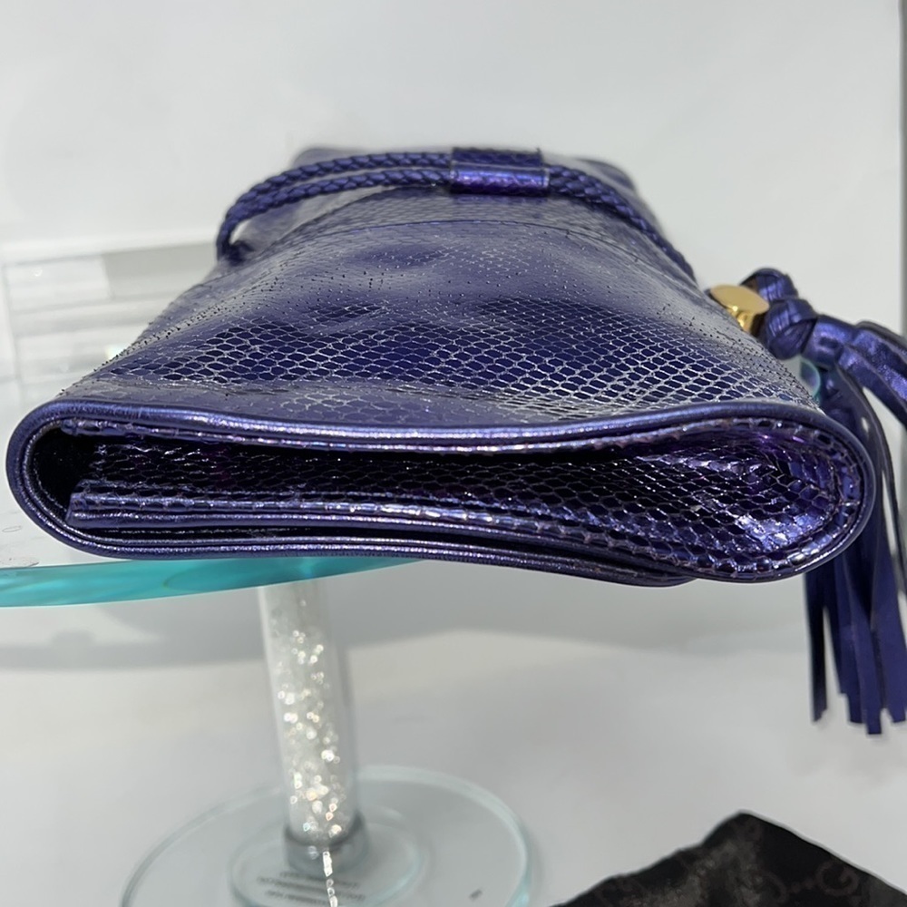 Gucci Malika Large Python Snakeskin Deep Metallic… - image 7